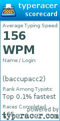 Scorecard for user baccupacc2