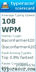 Scorecard for user baconfarmer420