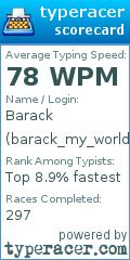 Scorecard for user barack_my_world