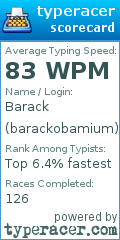 Scorecard for user barackobamium