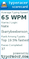 Scorecard for user barrybeebenson_