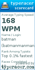 Scorecard for user batmanmanman