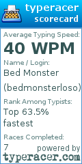 Scorecard for user bedmonsterloso