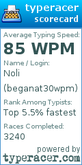 Scorecard for user beganat30wpm