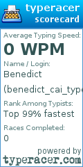 Scorecard for user benedict_cai_typerboi