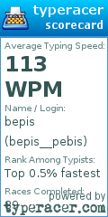 Scorecard for user bepis__pebis