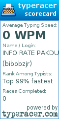 Scorecard for user bibobzjr