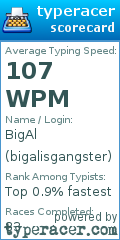 Scorecard for user bigalisgangster