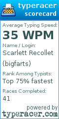 Scorecard for user bigfarts
