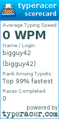 Scorecard for user bigguy42