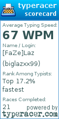 Scorecard for user biglazxx99
