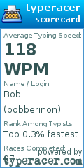 Scorecard for user bobberinon