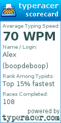 Scorecard for user boopdeboop
