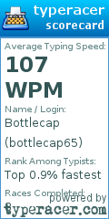 Scorecard for user bottlecap65