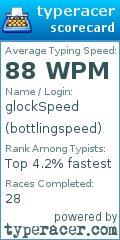 Scorecard for user bottlingspeed