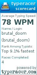 Scorecard for user brutal_doom