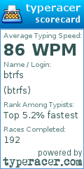 Scorecard for user btrfs