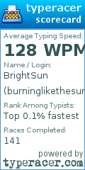 Scorecard for user burninglikethesun