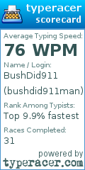 Scorecard for user bushdid911man