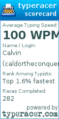 Scorecard for user caldortheconqueror