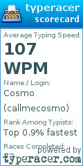 Scorecard for user callmecosmo