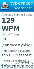 Scorecard for user canracestyping