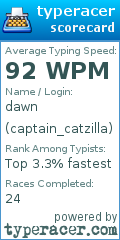 Scorecard for user captain_catzilla