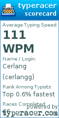 Scorecard for user cerlangg