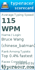 Scorecard for user chinese_batman