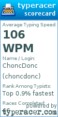 Scorecard for user choncdonc