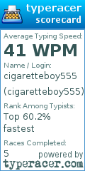 Scorecard for user cigaretteboy555