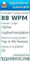 Scorecard for user ciphertranslation