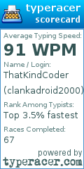 Scorecard for user clankadroid2000