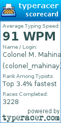 Scorecard for user colonel_mahinay