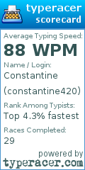 Scorecard for user constantine420