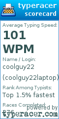 Scorecard for user coolguy22laptop