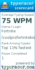 Scorecard for user coolprofortnitekid