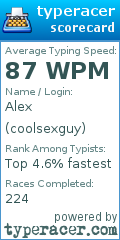 Scorecard for user coolsexguy