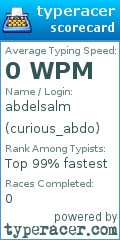 Scorecard for user curious_abdo