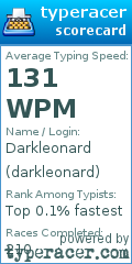 Scorecard for user darkleonard