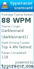 Scorecard for user darkleonard1