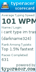 Scorecard for user darkname324