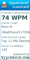 Scorecard for user deathsoul117004
