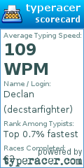 Scorecard for user decstarfighter