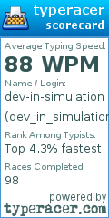 Scorecard for user dev_in_simulation