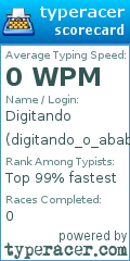 Scorecard for user digitando_o_ababinho