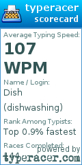 Scorecard for user dishwashing