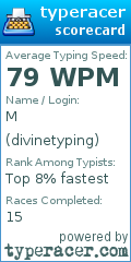 Scorecard for user divinetyping