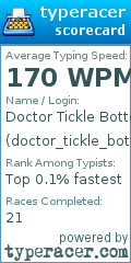 Scorecard for user doctor_tickle_bottoms