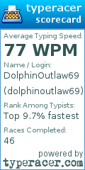 Scorecard for user dolphinoutlaw69
